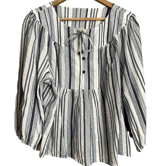 a.n.a A New Approach Striped Peasant Blouse - Women’s 1X-EUC - Picture 1 of 6